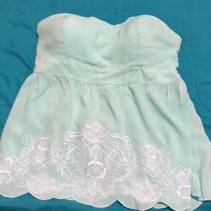 Teal strapless shirt